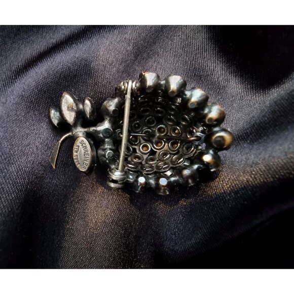 Vintage 1950s SCHREINER New York Signed Red Strawberry Rhinestone Fruit Brooch - Picture 7 of 7